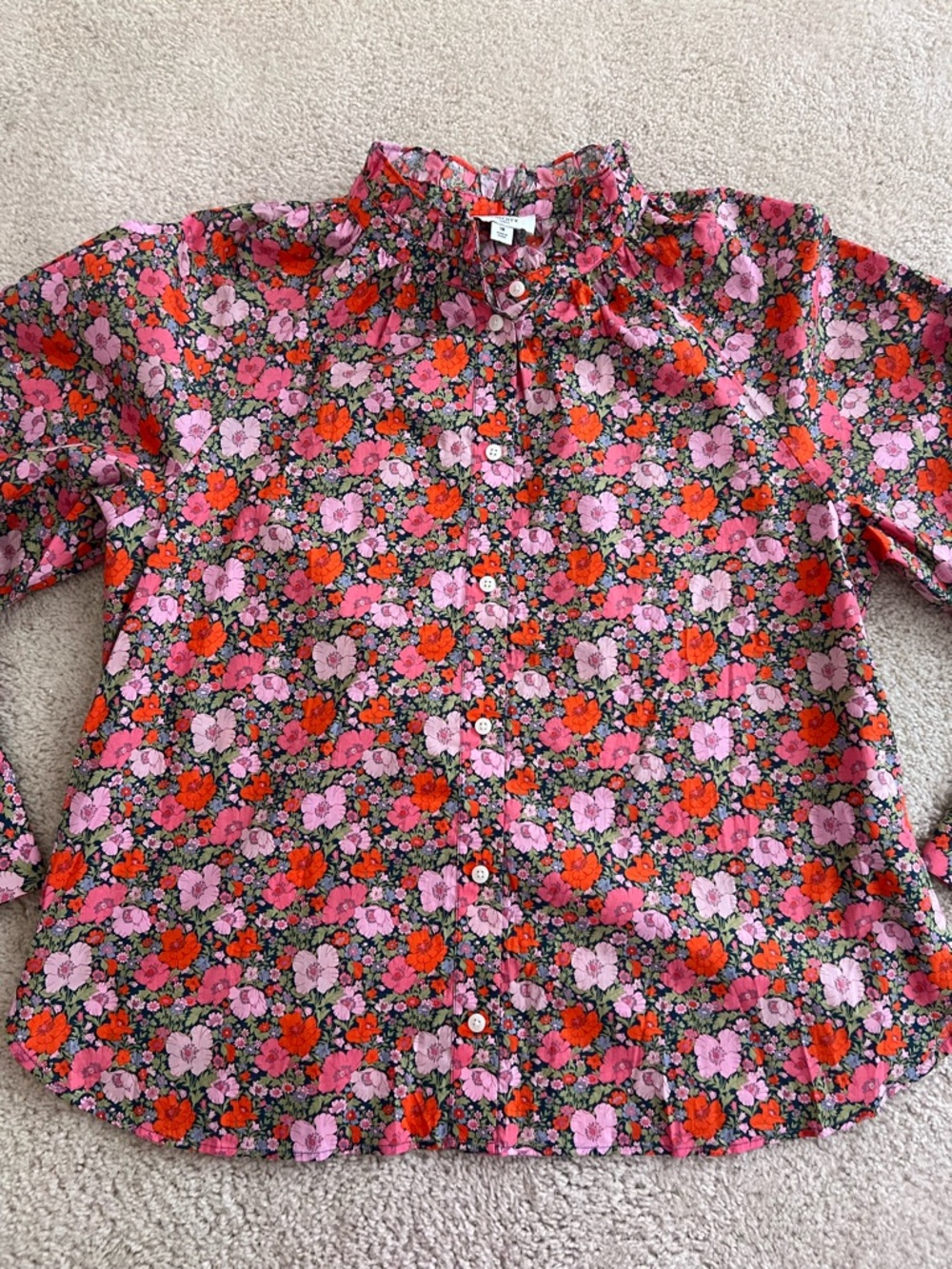 J. Crew Liberty London Pink and Orange Floral Button-Down Shirt - Picture 2 of 11